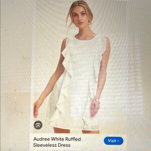 Lulu's Audree White Ruffled Sleeveless Dress